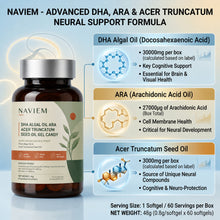 Load image into Gallery viewer, NAVIEM Plant-Based DHA Omega Supplement – Algal Oil & Acer Truncatum Seed Oil – Brain Focus & Mental Clarity Support, 60 Softgels