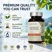 Load image into Gallery viewer, NAVIEM Plant-Based DHA Omega Supplement – Algal Oil & Acer Truncatum Seed Oil – Brain Focus & Mental Clarity Support, 60 Softgels