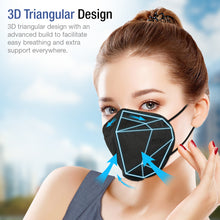 Load image into Gallery viewer, KN95 Particulate Respirator - 1000 Pack Face Mask 5 Layers Cup Dust Mask Protection against PM2.5 Dust Particles, Smoke and Haze-Proof, Designed for Men, Women, and Essential Works, Black
