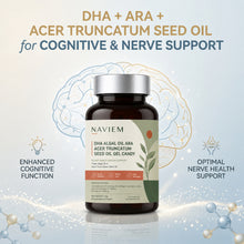 Load image into Gallery viewer, NAVIEM Plant-Based DHA Omega Supplement – Algal Oil &amp; Acer Truncatum Seed Oil – Brain Focus &amp; Mental Clarity Support, 60 Softgels
