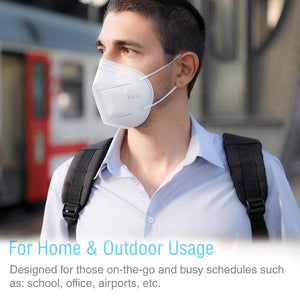 SUNCOO Protective KN95 Face Mask - 20 Pack, 5 Layers Cup Dust Mask Protection Against PM2.5 Dust, Smoke and Haze-Proof, Designed for Men, Women, Essential Workers - White