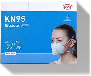BYD CARE KN95 Respirator Mask - 20 Pack - Head Strap & Tight Fit