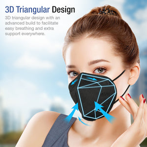 KN95 Particulate Respirator - 1000 Pack Face Mask 5 Layers Cup Dust Mask Protection against PM2.5 Dust Particles, Smoke and Haze-Proof, Designed for Men, Women, and Essential Works, Black